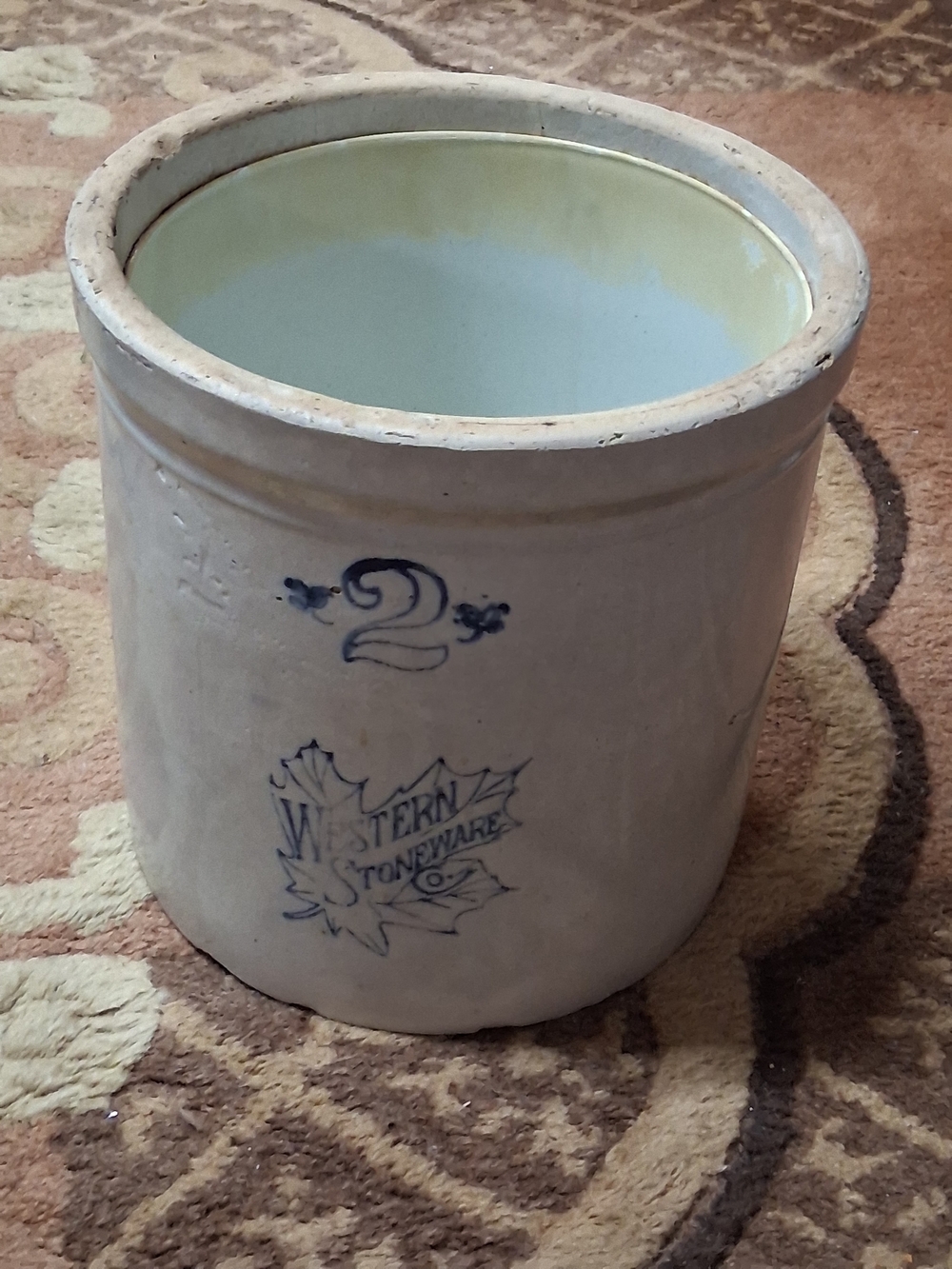 Antique 2 Gallon Stoneware Western Crock